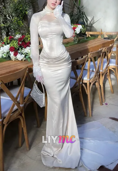 Corset Satin Mermaid Gown with Lace Bolero