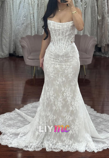 Strapless Lace Corset Mermaid Wedding Dress