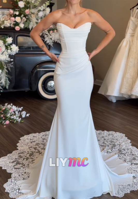 Strapless Sweetheart Mermaid Wedding Gown with Train