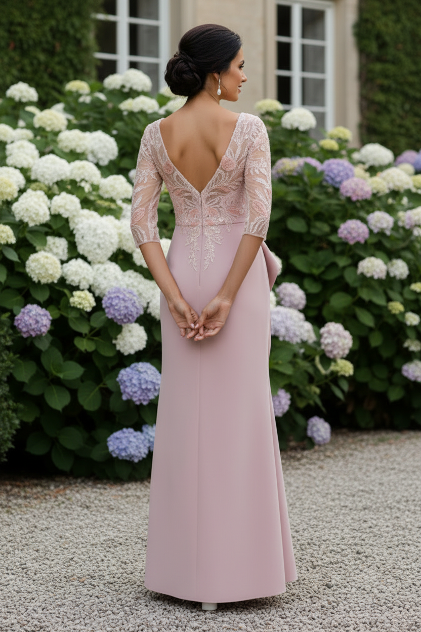 Lace Applique Peplum Midi Dress with Slit