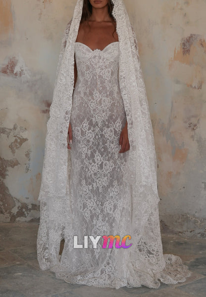 Strapless Sweetheart Lace Mermaid Wedding Dress