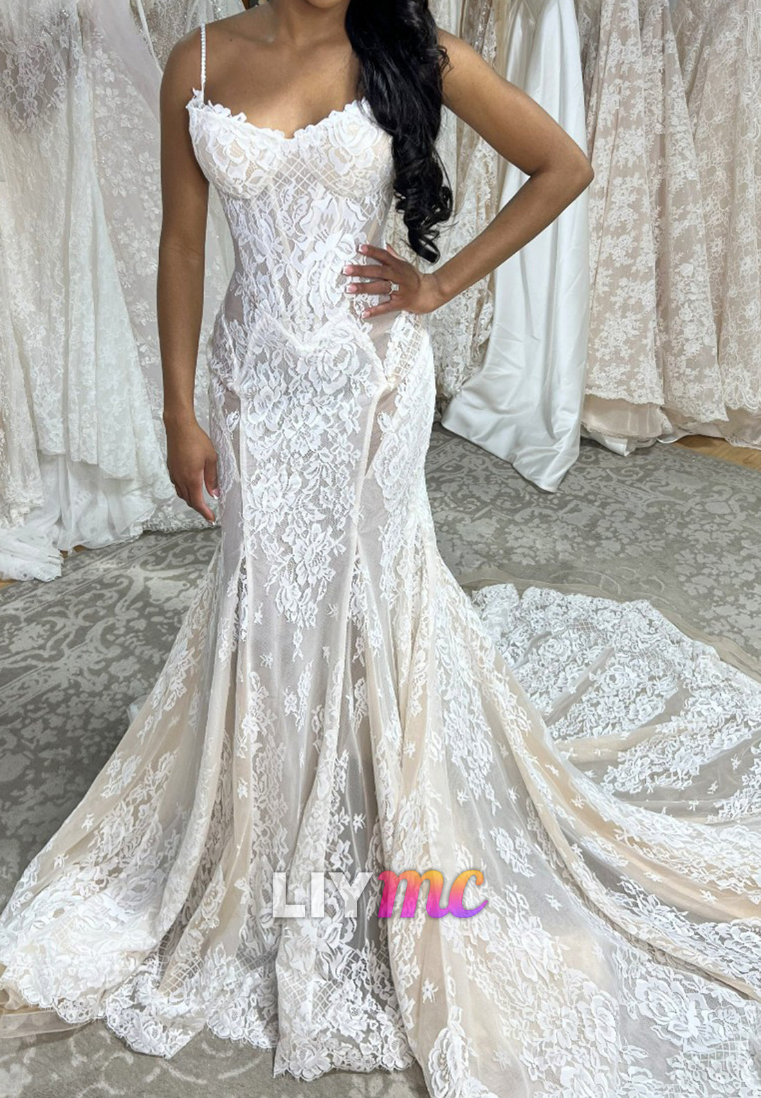 Lace Corset Mermaid Wedding Dress with Train