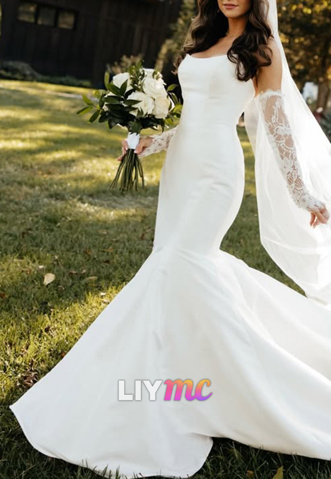 Strapless Scoop Neck Mermaid Wedding Dress