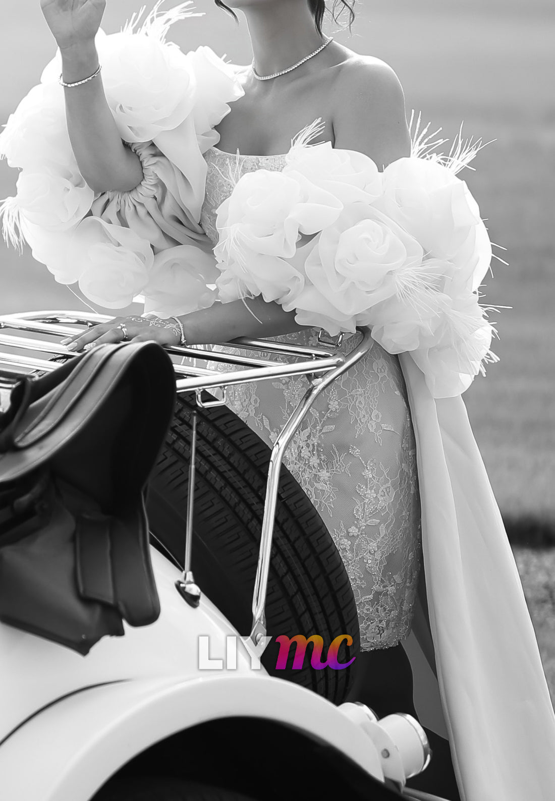 Strapless Lace Mini Wedding Dress with Detachable Train