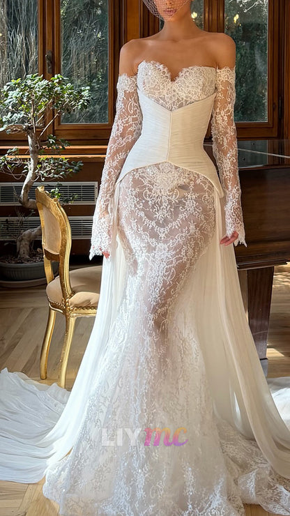 Lace Off-the-Shoulder Mermaid Wedding Dress