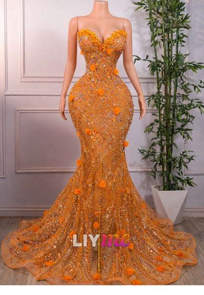 Sweetheart Strapless Beaded Mermaid Formal Gown