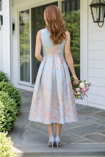 Metallic Jacquard Dress and Jacket Set