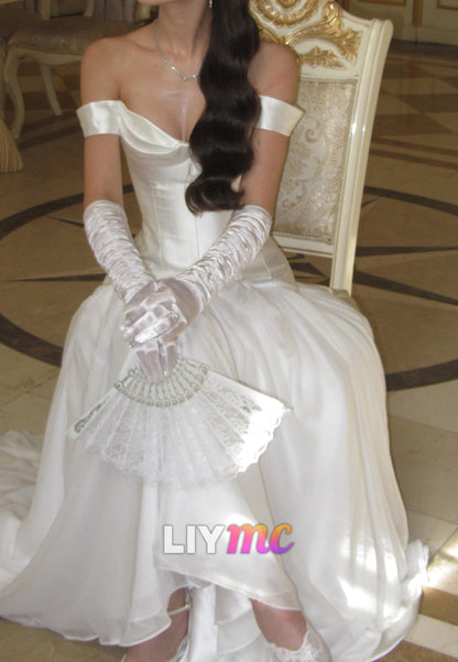 Off-the-Shoulder Corset A-Line Wedding Dress