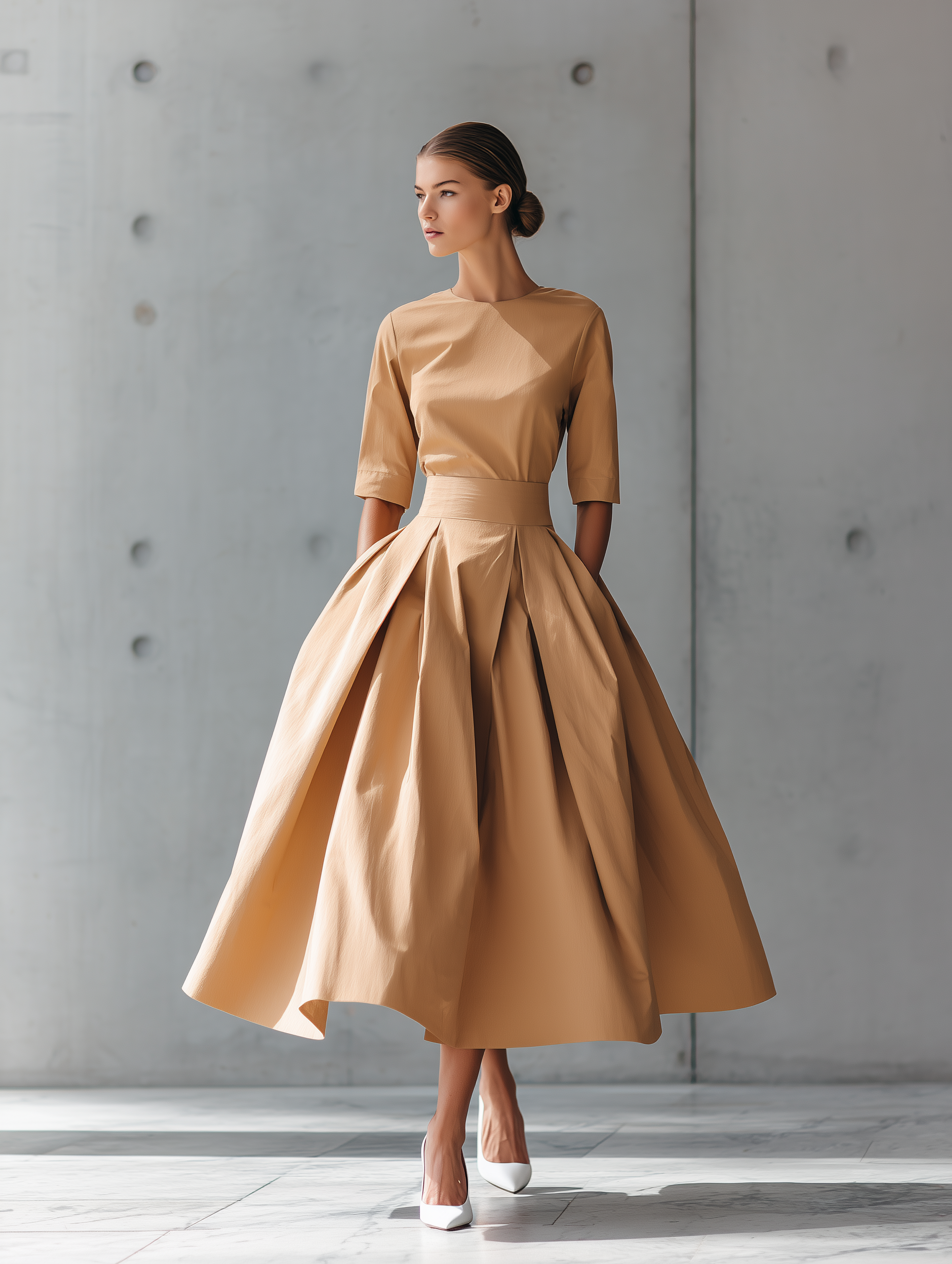 Women's Structured Cotton-Blend Maxi Dress