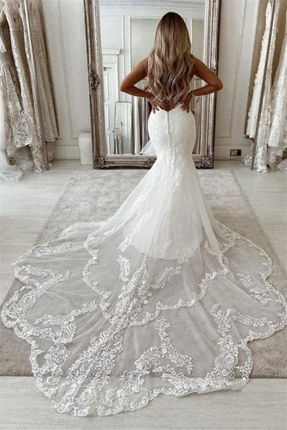 Sleeveless Wedding Dress Mermaid With Lace Appliques