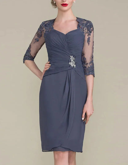 Waist-hugging Chiffon Midi Dress Suit