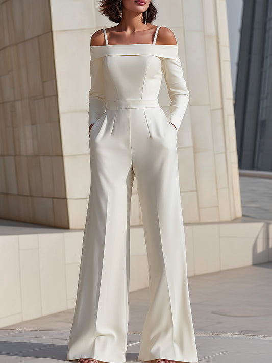 Off-Shoulder Tailored Jumpsuit