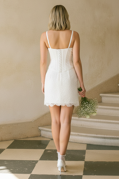 Sweetheart Appliques Sheath Short Wedding Dress