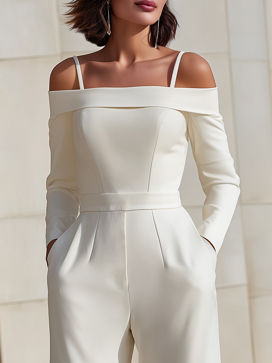 Off-Shoulder Tailored Jumpsuit
