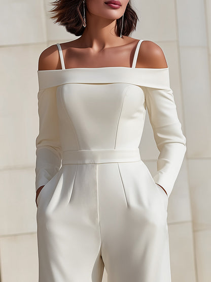 Off-Shoulder Tailored Jumpsuit