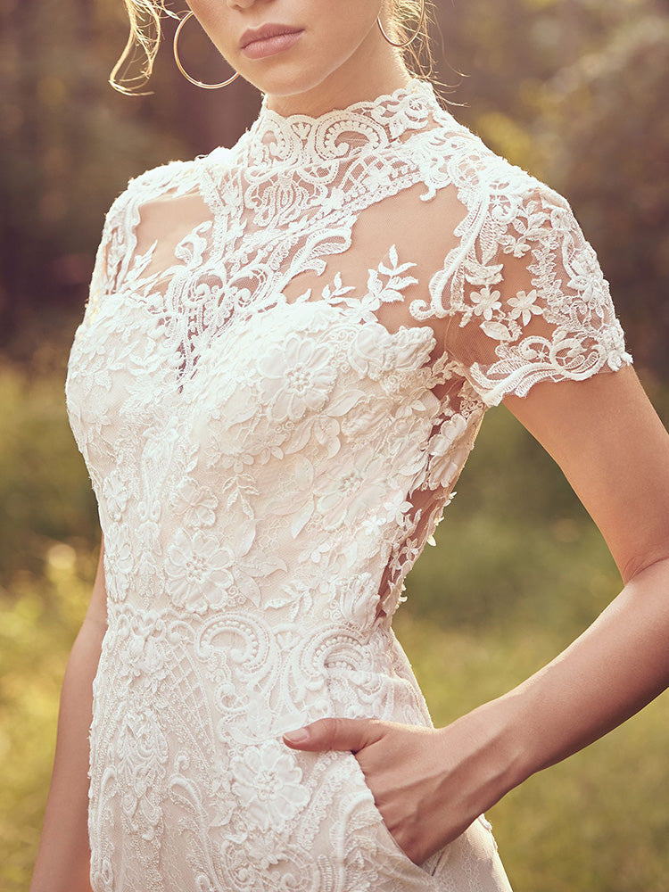 Stylish Round-Neck Embroidered See-Through Wide Leg White Jumpsuits