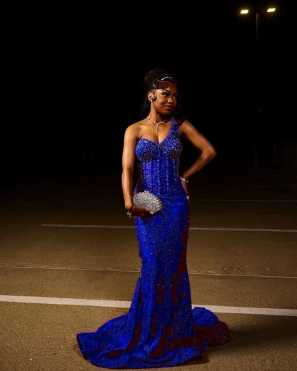 Red Mermaid Long Prom Dresses Formal Evening Dress