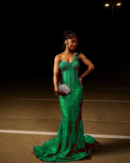 Red Mermaid Long Prom Dresses Formal Evening Dress