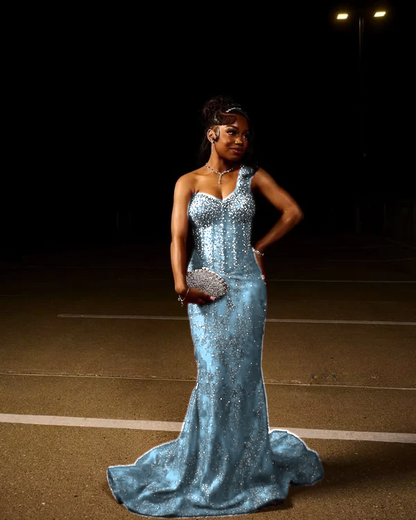 Red Mermaid Long Prom Dresses Formal Evening Dress