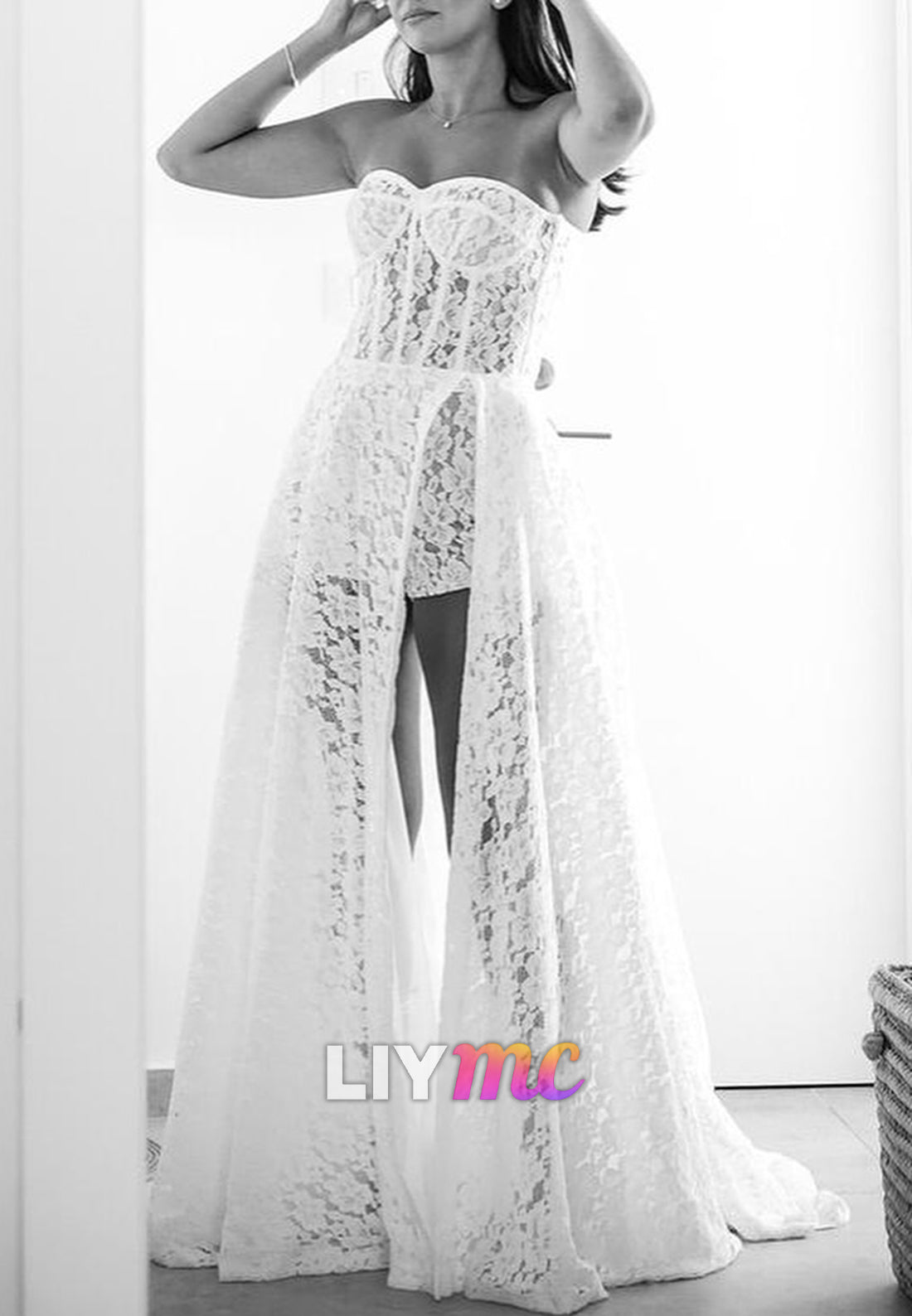 Sweetheart Appliques Side Slit Summer Wedding Dress