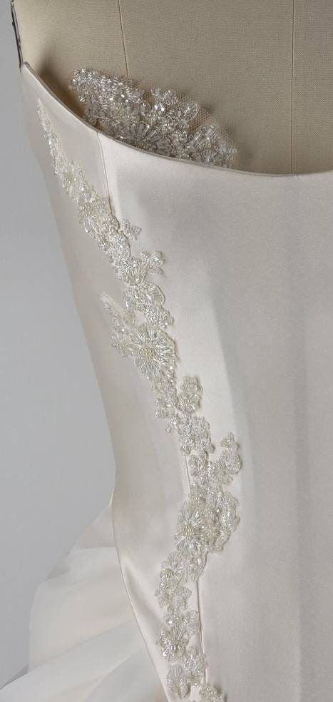 Handmade Draped Pearl Off White Chiffon Sheer Mesh Corset Crystal Lace Wedding Gown Dress Formal Bridal