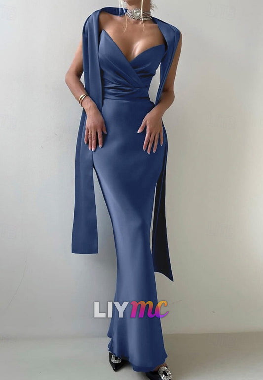 V-Neck Mermaid Sleeveless Evening Dress