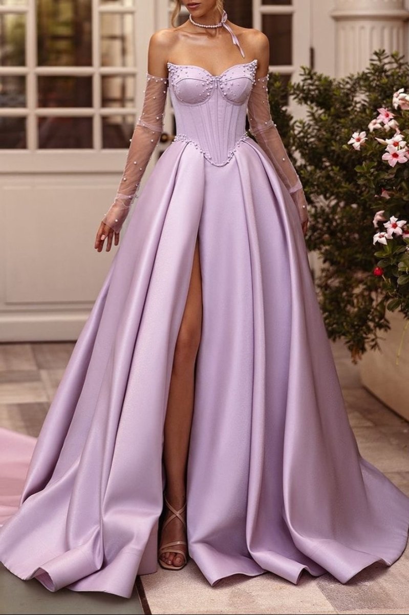 lilac corset dress Velvi - Gia Mini - Cocktail Dress - Sequin while the sleeveless silhouette and lace Corset Bodice Lilac Prom Dress