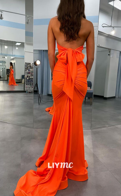 LP853 - Sexy V neck Draped Mermaid Long Formal Prom Dress