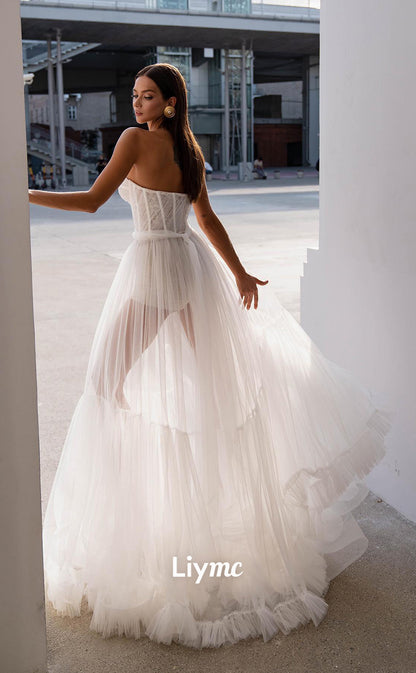 LW021 - A line Sweetheart Tulle Boho Wedding Dress