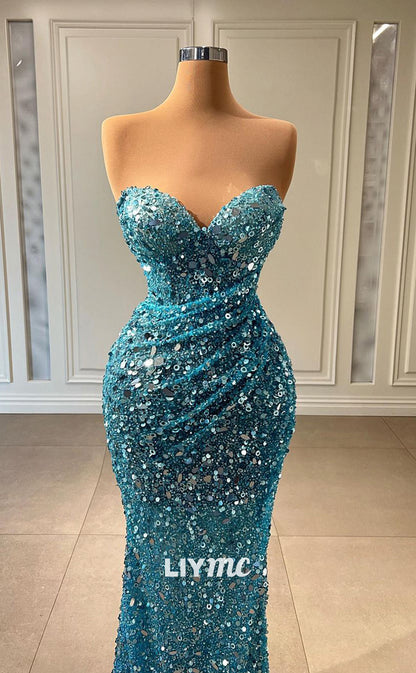 LP759 - Sweetheart Fully Sequins Mermaid Long Formal Prom Dress