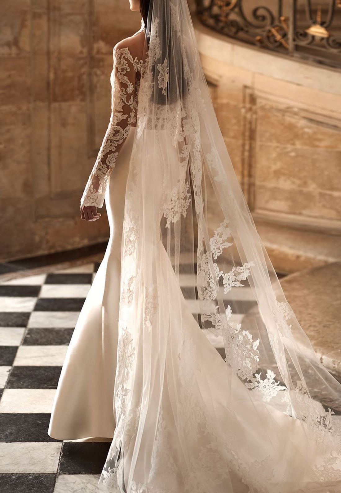 High Neck Long Sleeves Lace Appliques Sheath Boho Wedding Dress
