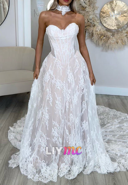 Off-Shoulder Long Sleeves Lace Appliques A-Line Wedding Dress