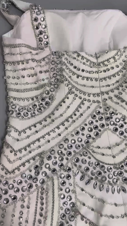 Square Straps Beaded Sheath Sparkly Party Homecoming Dress