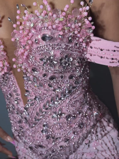 Off-Shoulder Beaded Embroidery Mermaid Prom Dress