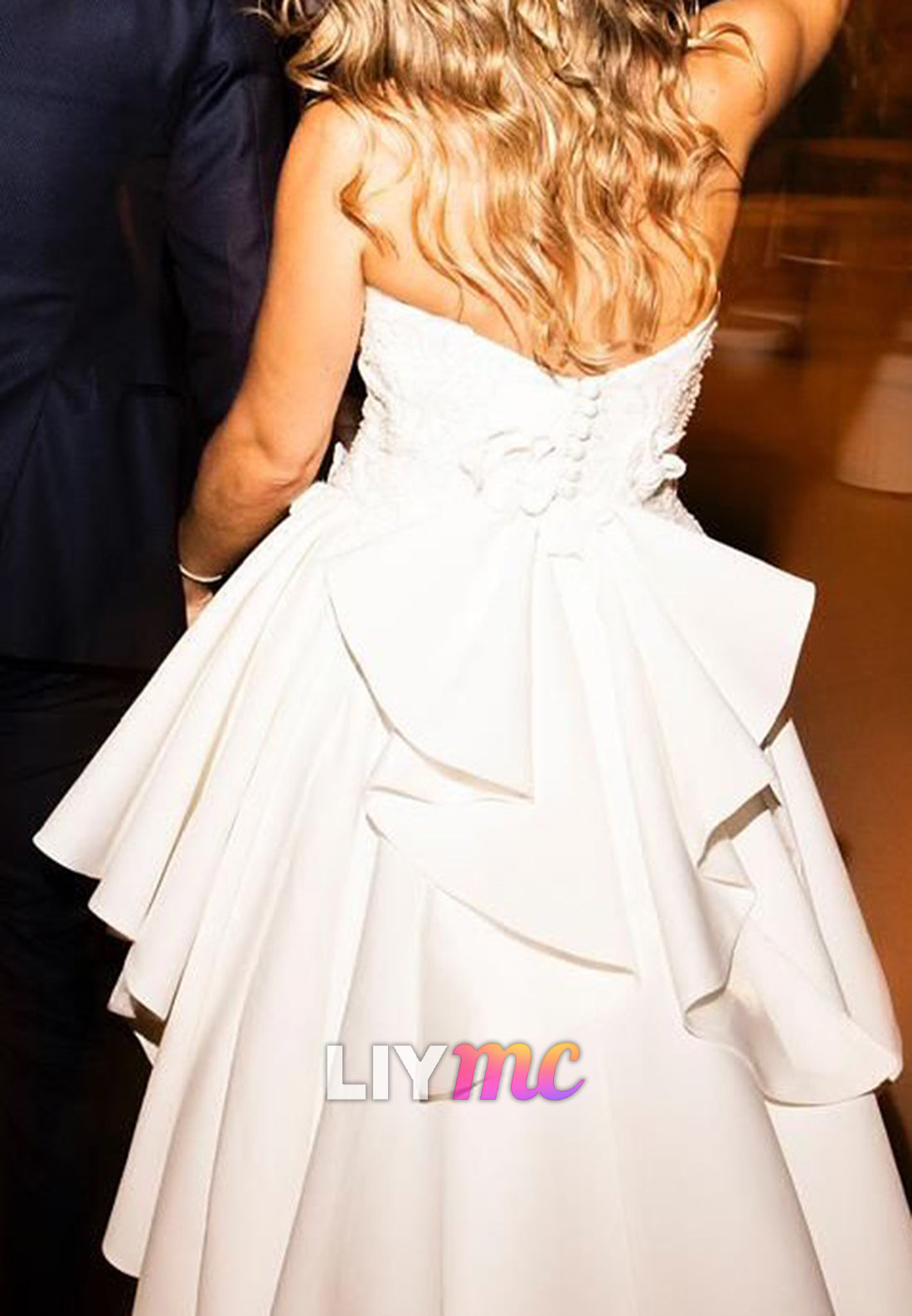 Straight Across Floral Embellished Sheath Wedding Dress