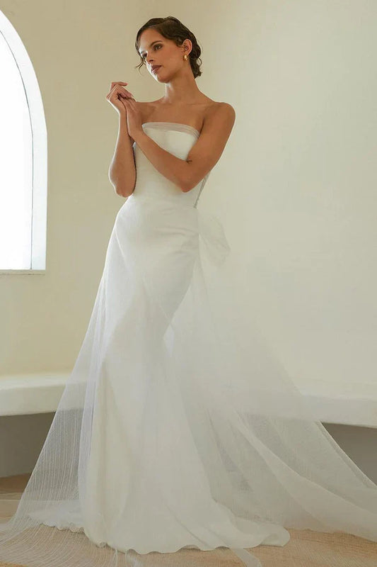 Unique strapless pendant mermaid ivory wedding dress