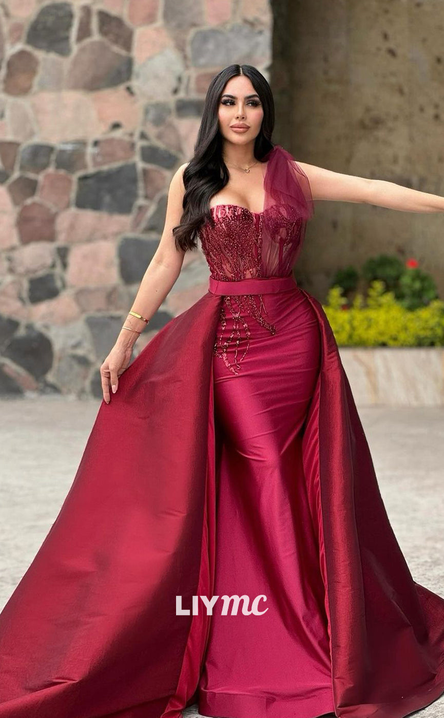 LP1208 - Sweetheart Overskirt Gown Long Sheath Quinceanera Prom Dresses with Appliques