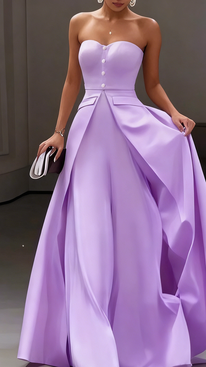 White Buckle Strapless Sleeveless Two-Piece Set