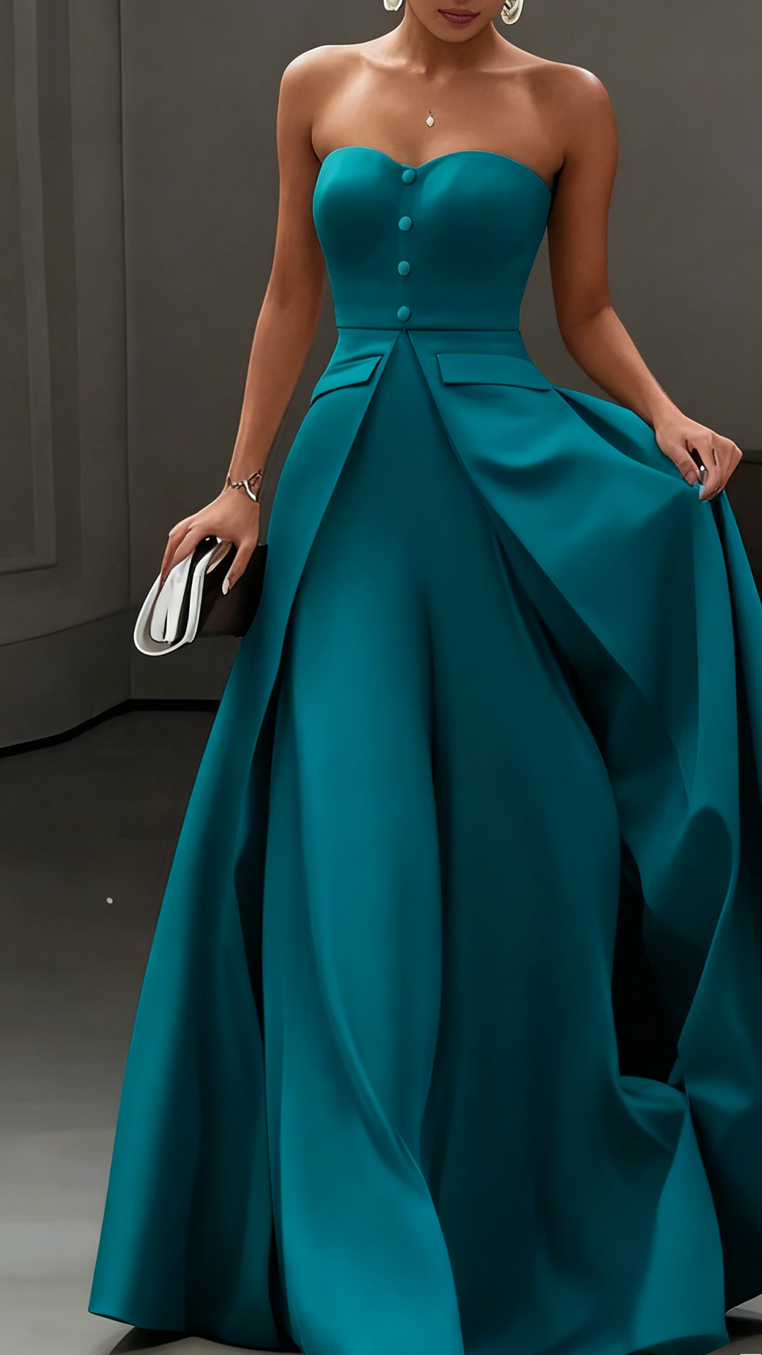 White Buckle Strapless Sleeveless Two-Piece Set