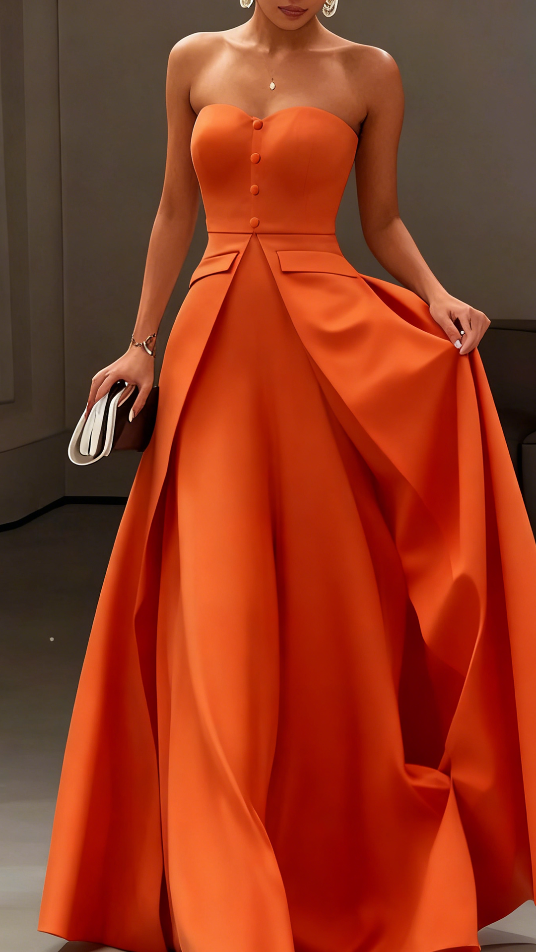 White Buckle Strapless Sleeveless Two-Piece Set