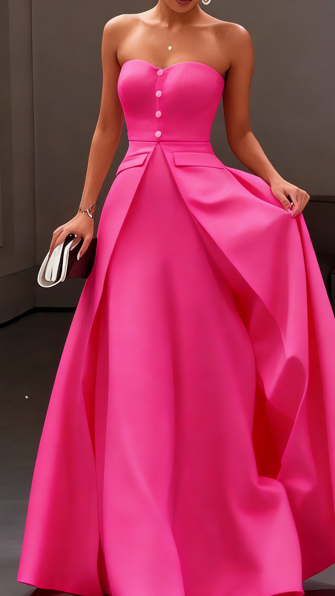 White Buckle Strapless Sleeveless Two-Piece Set