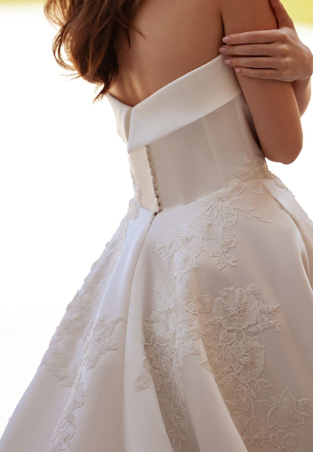 Straight Across Sleeveless Satin Appliques A-Line Wedding Dress